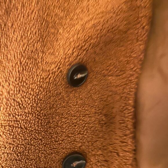 French Connection Camel Teddy Coat | Faux Shearling Double-Breasted Jacket - Picture 5 of 7